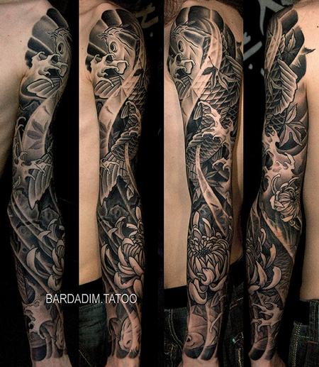 Tattoos - Koi Fishes and Chrysanthemum Japanese sleeve - 132881
